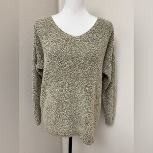 Debut Boucle knit oversized v-neck sweater textured size S/M beige black